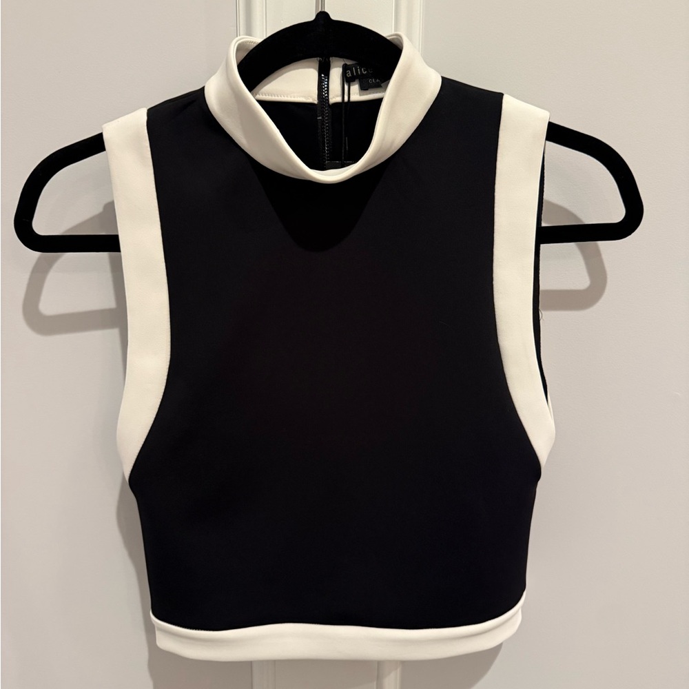 Alice + Olivia colorblock  Mock Neck Crop Top. Size Small. New with tags
